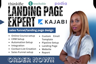 do kajabi landing page, kajabi online course setup kajabi website thinkific