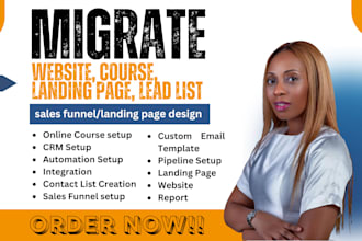 migrate your online course and website to kajabi, import leads, data to kajabi