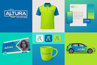 do minimalist logo design, brand guidelines and branding kit with brand design