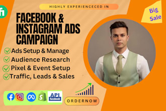 manage facebook ads campaign, meta, ig and shopify ads to drive sales and leads