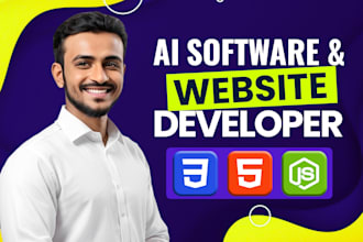 do ai software development, full stack website backend, front end developer