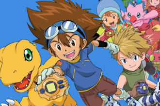 draw amazing digimon, pokemon, and yuigioh character, tcg, board  game, nintedo