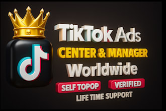 create  tiktok ad account and business center for worldwide