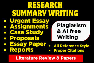 do essays, apa paper, reports, research and summary in 12 hours
