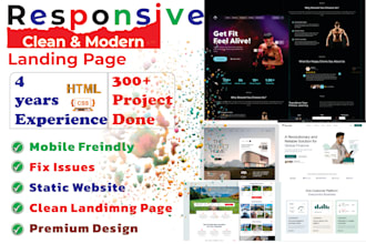 build modern responsive html, css static website or html landing page
