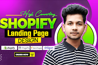 design high quality shopify landing page, product page with pagefly and gempages