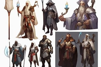 draw a d and d character art and dnd party