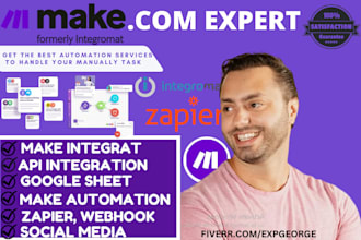 setup  make com automations, custom workflow  API integrations, zapier, airtable