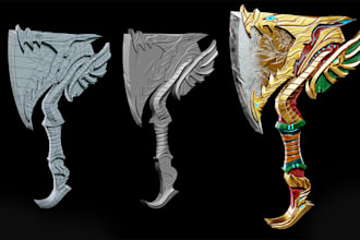 do lowpoly weapons, props, 3d models
