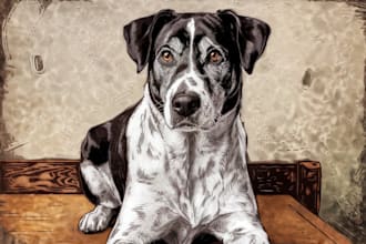 draw a pet portrait using linocut technique