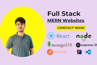develop full stack website using mern react, node express, mongodb
