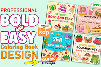 create bold and easy coloring book cover and interior for amazon kdp