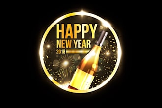 design golden new year champagne logo