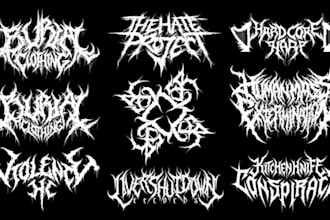 design a slamming death metal logo font with chrome