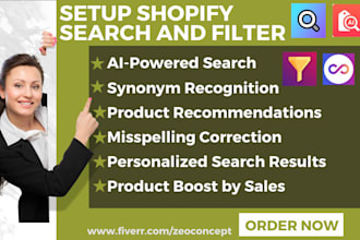 setup shopify search and filter search and discovery smart product boost ai