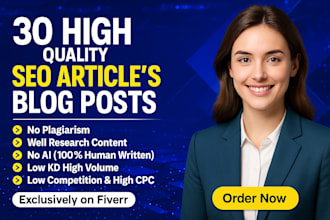 write 30 unique SEO friendly articles for quick google adsense approval
