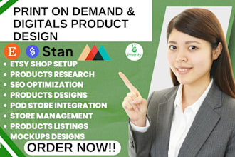 etsy print on demand store,stan store,etsy digital products,etsy shop setup,SEO