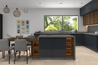 render 3d kitchen interior, 3d stage design, home decor design, virtual staging