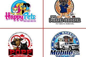 create cute logo for kids, kick, shop, pets, app, games, animals