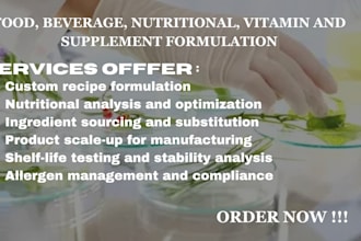 formulate a food and energy drink products vitamin and nutritional supplement