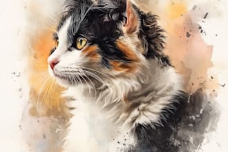 draw vector illustration dog cat animal pet cartoon portrait