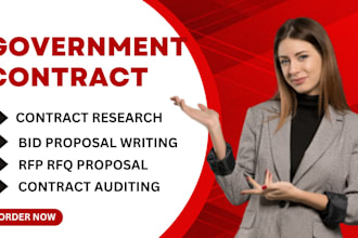 write rfq, rfp proposal, winning bid proposal, do government contract research