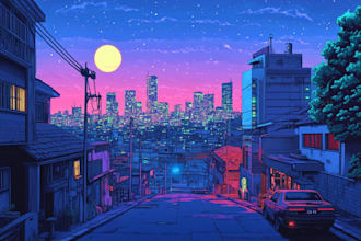 create a illustration of science fiction city, cyberpunk