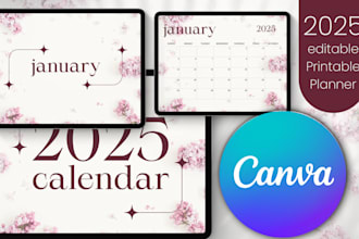 design 2025 canva planner, editable planner, digital planners, printable planner