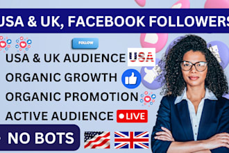 grow your fb page, twitter, ig, tik, followers targeting USA, UK to boost sales