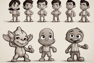draw a cartoon character in a funny sketch