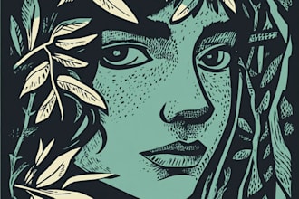 draw a custom portrait in linocut style