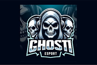 design unique ghost skull mascot logo with free source file