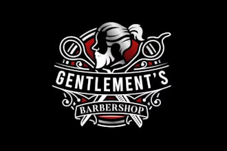 create emblem stamp badge and barber shop logo in 24 h