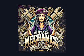 design vintage mechanics logo with creative concepts