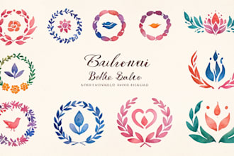design unique feminine watercolor boho logo