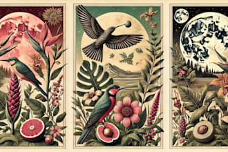 create a beautiful vintage botanical illustration poster