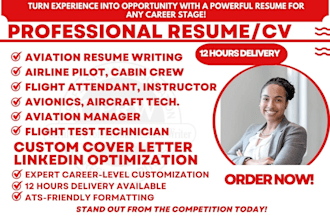 write aviation resume, airline pilot, flight attendant, avionics engineer amt CV