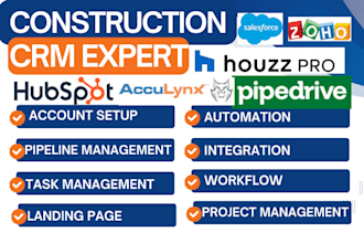 setup hubspot pipedrive automation zoho crm salesforce acculynx houzz pro