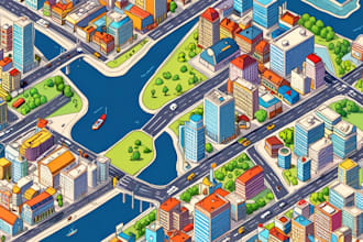 create vector map, city map, site map, event map in illustrator