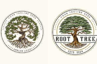 create vintage natural tree logo