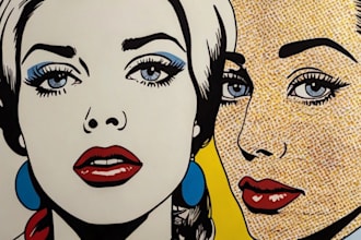 draw a retro pop art roy lichtenstein style