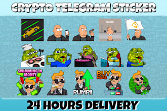 design crypto stickers for telegram or discord in 24 hours