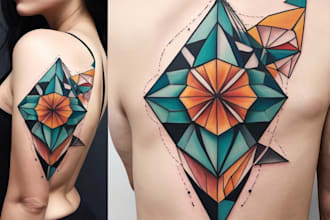 design you geometric, colorful, animal tattoo