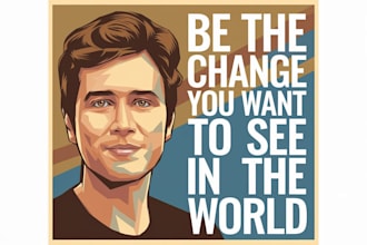 draw a cartoon portraits of you in a poster style