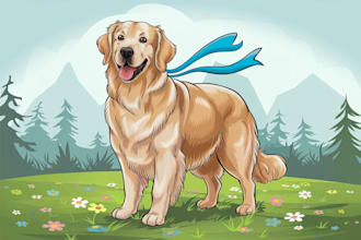 create a disney style cartoon pet portrait