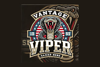 do unique vintage viper logo with unlimited revisions for your brand