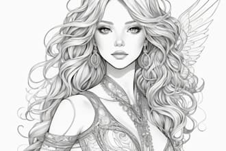 draw vector line art in black and white