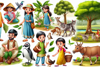 draw cute cartoon characters, animal illustration