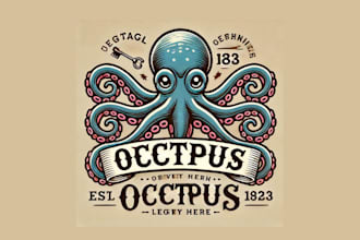 do unique vintage octopus logo with super color for your business