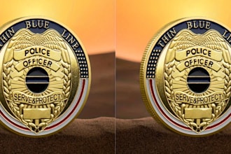 design golden custom 3d command coin, challenge coin and personal coin